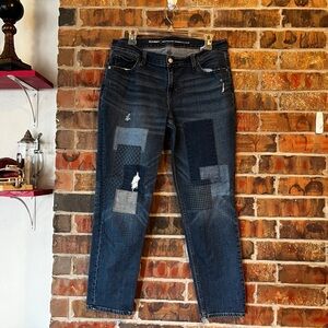 Old Navy Women’s Distressed Patchwork Boyfriend Skinny Denim Jeans Size:10 R